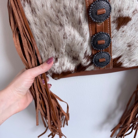 Myra Bag Flouncy Leather Fringe Crossbody Purse with Ponyhair - Picture 11 of 11